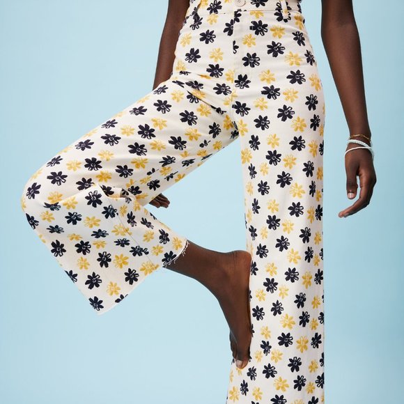 ZW RETRO FLORAL MARINE PATCH POCKET STRAIGHT JEANS - Picture 4 of 15